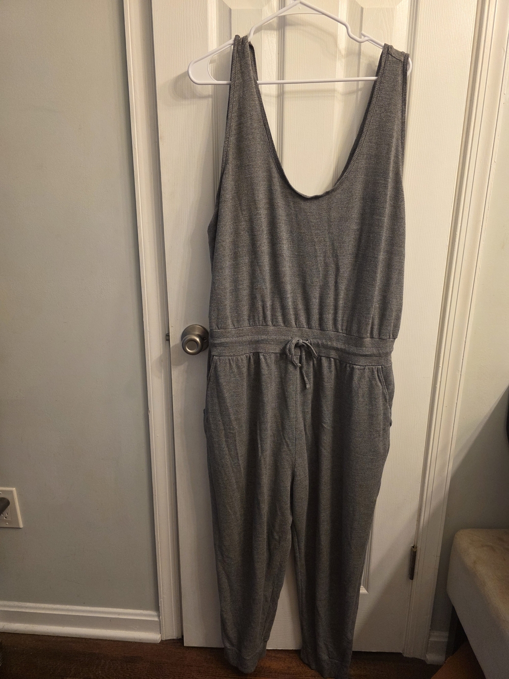 Zella Women's Gray Sleeveless Jumpsuit - Casual Drawstring Waist